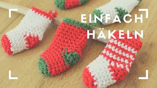 Mini Socken häkeln für Adventskalender #Weihnachten #häkelnmachtglücklich