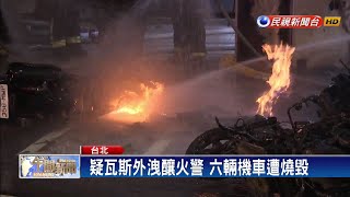 地面竄火！疑瓦斯外洩釀火警 6輛機車遭燒毀－民視新聞