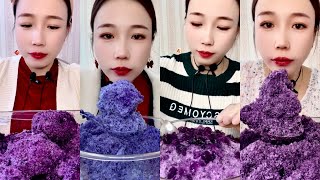 ASMR her crunchy purple ice bites only 💜😋