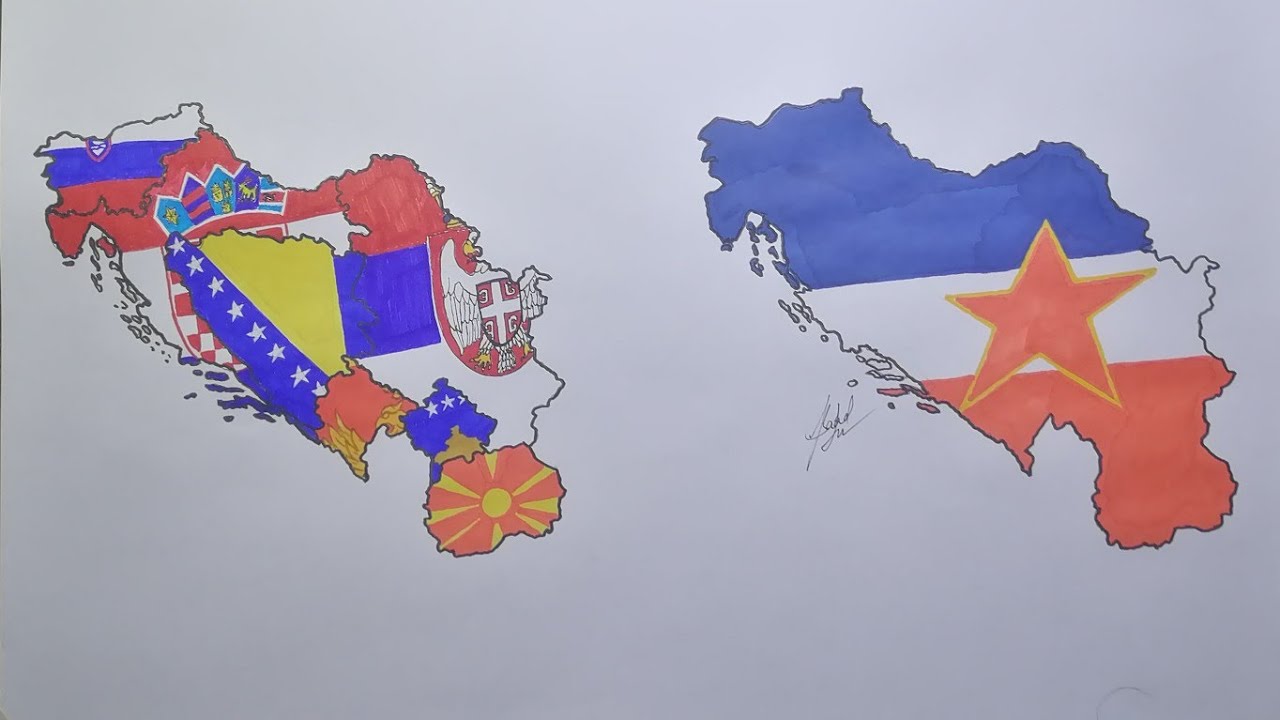 Drawing Former Yugoslavia Countries Flag Map Yugoslavia Flag Map