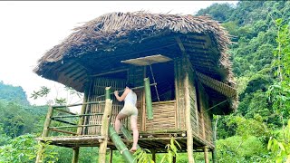 How To Build Bamboo House 2023 With Girl, Making roofs and walls | Wild girl - Huong - Ep.2