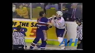 NHL Jan. 10, 1992 Brad May,BUF v Louie DeBrusk,EDM Buffalo Sabres Edmonton Oilers