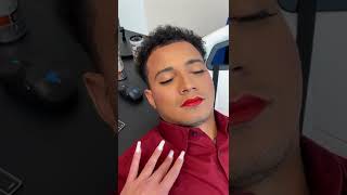 Sleeping boyfriend doesn’t realize she did his makeup at work! #shorts