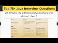 Top 75 Java Interview Questions - What is the difference b/w interface and abstract class ? #coding
