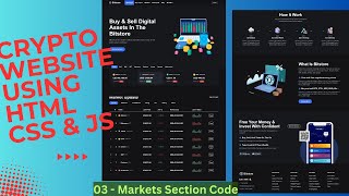 Create a Responsive Crypto Website using HTML CSS JavaScript with Source Code | Market Section Code
