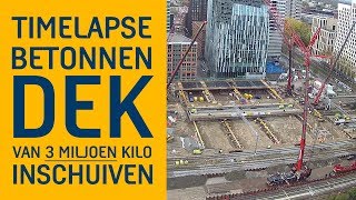 TIMELAPSE | BETONNEN DEK VAN 3 MILJOEN KILO INSCHUIVEN IN A10  EN HET SPOOR IN AMSTERDAM