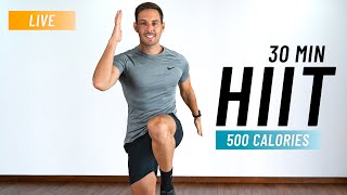 Full Body Fat Burning HIIT Workout: Burn 500 Calories in 30 Min at Home | LIVE Session