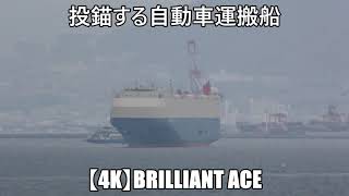 投錨する自動車運搬船【4K】BRILLIANT ACE