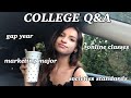 COLLEGE Q&A: how I chose my major, why I chose marketing, gap year, classes online & my dream job