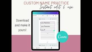 Canva Template: Editable Name Practice Worksheet for Kids (60 point font)