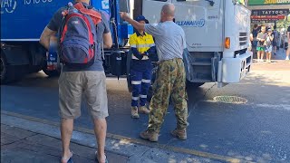 Crazy Man swearing his head off at garbage truck for legally parking #cleanaway