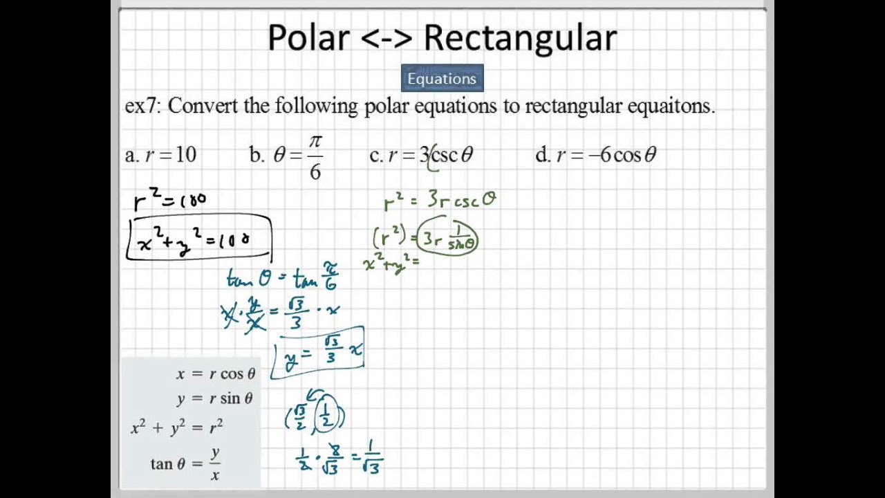 Polar To Rectangular Equations Youtube