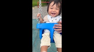 【0:13～激しめ】ブランコは激しめじゃないと楽しくない赤ちゃん　Babies who don't enjoy the swing unless it's hard【１歳児】＃赤ちゃん＃baby＃癒し