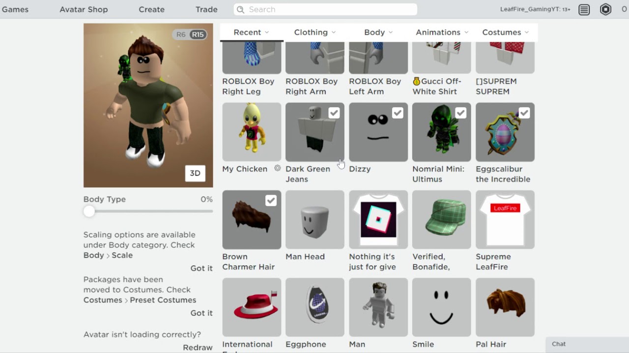 Changing My Avatar On Roblox Youtube
