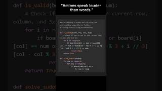 Solving a Sudoku puzzle using the backtracking algorithm in Python - advanced #coding #tech_tips