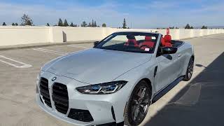 Tour the 2024 M4 Competition xDrive Convertible in Brooklyn Grey over Fiona Red