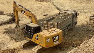 New Project Excavator Cat 320 Loading Mix Rocks Into Dump Trucks Work hard Ep9, Sub  @TheDiggingCrew