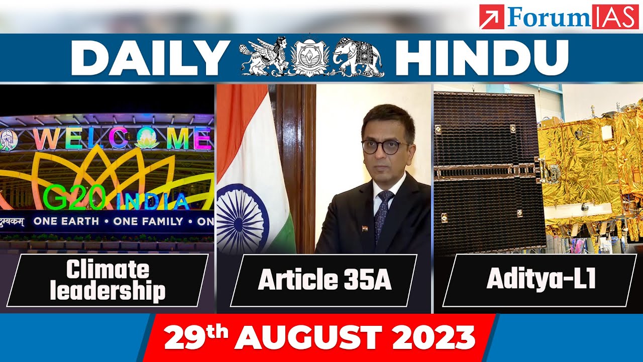 Daily Hindu News Analysis 29 August 2023 Daily Hindu Upsc Current
