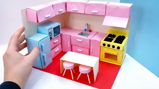 Paper Dollhouse Kitchen | Easy Making Paper origami Miniature Kitchen | DIY Doll House