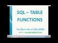 SQL Table Valued Functions