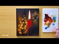 how to draw a christmas candle acrylic painting on black canvas