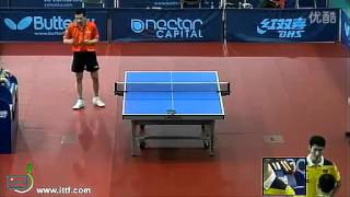 2011英国站男单十六分之一：何志文 王励勤 He Zhi Wen Spain  penhold Wang Liqin world champion table tennis China