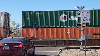 UP 8227 Intermodal Train Westbound, Joiner Road Railroad Crossing, Marana, AZ