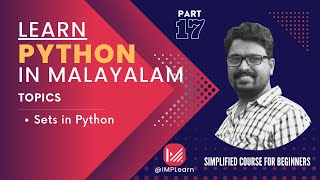 Sets in Python | Operations with sets| Learn Python in Malayalam | Lecture 17