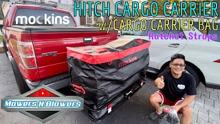 Mockins 2” Hitch Mount Cargo Carrier 15 cu. ft. waterproof cargo bag \u0026 Ratchet Straps 500Lbs. Load