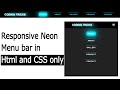 Responsive neon navigation bar in html and css | Responsive menu bar in html and css |Coding Tricks