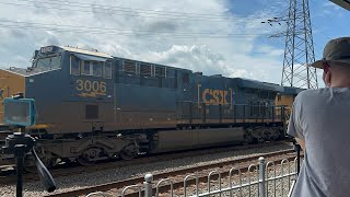 CSX 3006 ES44AH leads CSX M404 through bound Brook NJ with Nice crew 7/3/2023