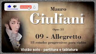 Mauro Giuliani Opus 51 / 09 Allegretto / Partitura e Tablatura