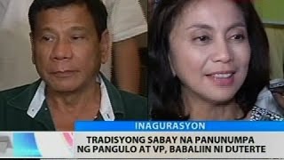 BT: Tradisyong sabay na panunumpa ng pangulo at vp, babaliin ni Duterte