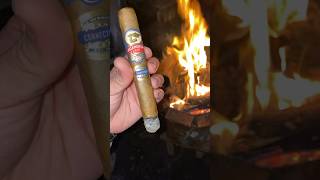 Indulging in a flawless Aganorsa Leaf Connecticut by the fire 💨🍂#cigars #explore #pinkfloyd