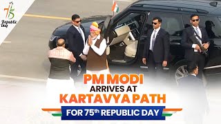 PM Modi arrives at Kartavya Path for 75th Republic Day