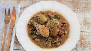 French Bacon and Mushroom Casserole ( poulet cocotte grand mere)