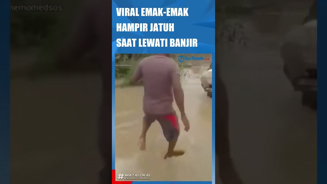 VIRAL EMAK-EMAK HAMPIR TERJATUH DARI MOTOR SAAT LEWATI BANJIR - YouTube