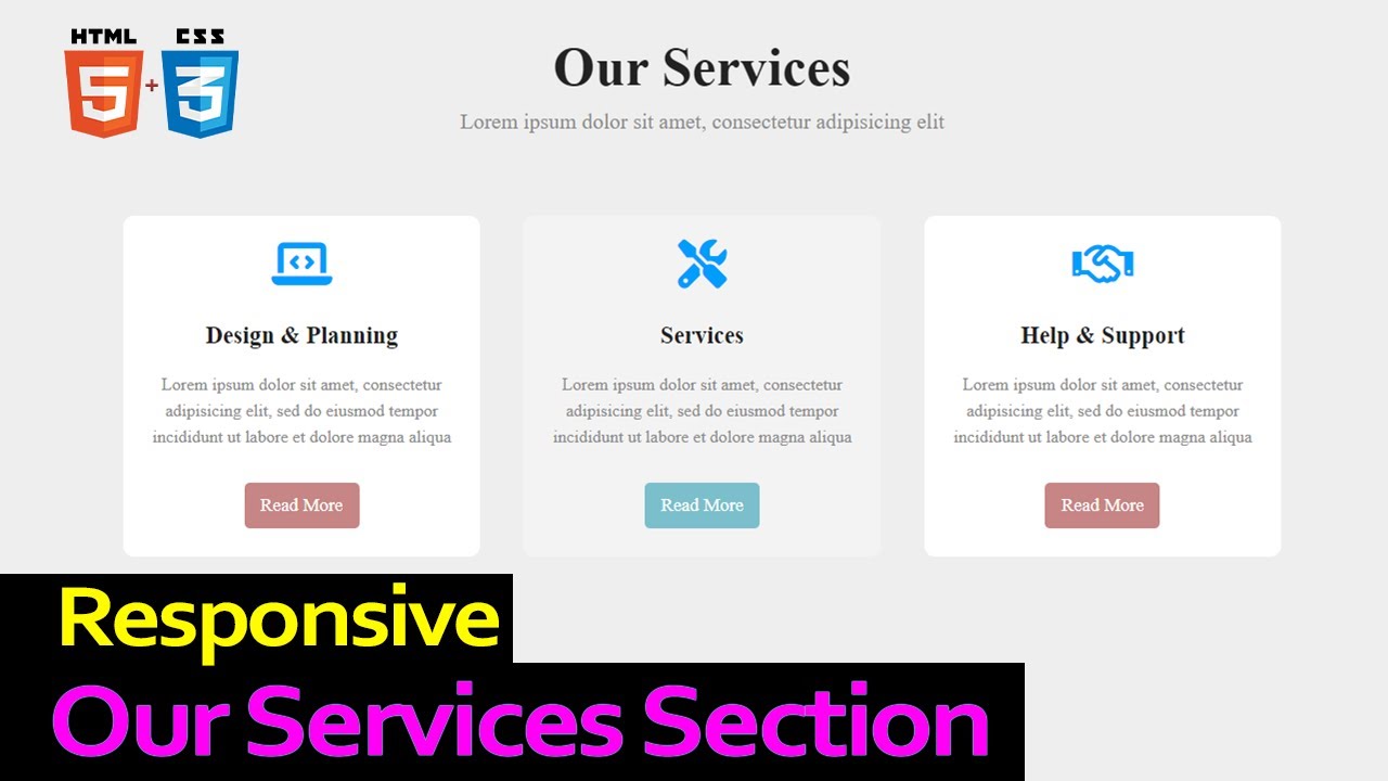 Responsive Our Services Website Design Using HTML & CSS | Our Service ...