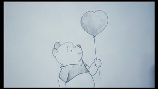 How To Draw Winnie The Pooh with balloon || Pencil Sketching