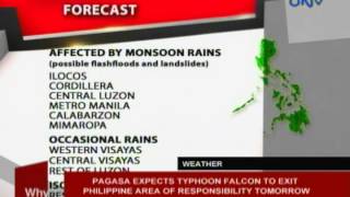 PAGASA expects typhoon Falcon to exit Philippine Area of Responsibility