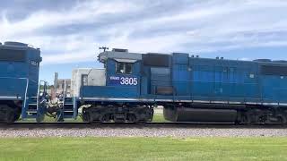 WAMX 3804 \u0026 WAMX 3805 GP38-2 Engines leading the 3M Job back to Wausau Yard.