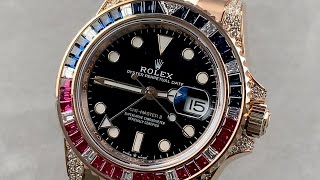 Rolex GMT-Master II "Baguette Sapphire/Ruby/Diamond Bezel" 126755SARU Rolex Watch Review