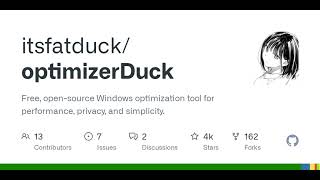 GitHub - itsfatduck/optimizerDuck: Free, open-source Windows optimization tool for performance, p...