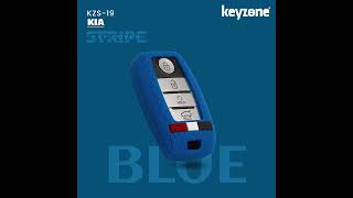 Keyzone striped silicone key cover for Kia Seltos Sonet Carens Carnival smart key (KZS-19)