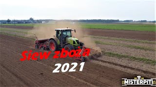 Siew zboża Nowym zestawem 2021 \\ Zestaw uprawo siewny \\ Claas Arion 640 \\ Unia Ares 3L