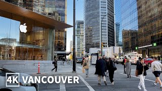 【4K】Downtown Vancouver Walk - Howe Street | BC Canada (Binaural City Sounds)
