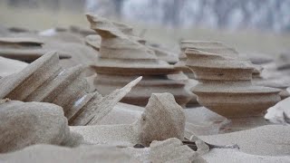 Mother nature's sand sculptures on full display after winter weather rocks the lakeshore