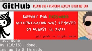 GitHub Support for password authentication was removed (August 13, 2021) - Solution