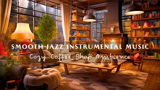 Smooth Jazz Instrumental Music☕Warm Jazz Music at Cozy Coffee ~ Shop Ambience for Relax, Study, Work