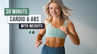 Day 20 - 30 MIN CARDIO & ABS HIIT WORKOUT  - With Weights, Full Body, No Repeat